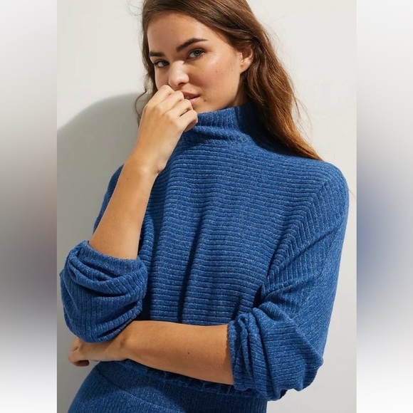 SATURDAYSUNDAY Anthropologie Blue Mariah Long Sleeve Rib Knit Maxi Dress Medium - Picture 2 of 13